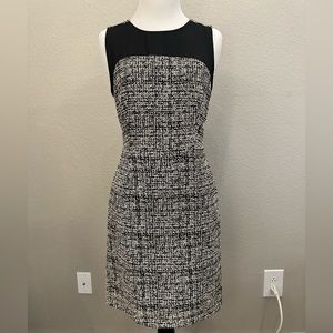 Women’s Mesh Panel Colorful Houndstooth Sleeveless Sheath Dress, Size XS